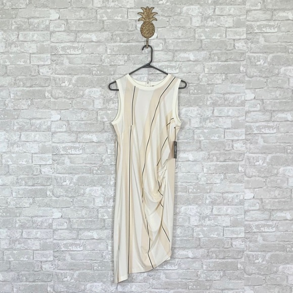 NWT Vince Camuto Side Ruch Stripe Asymmetric Dress - Picture 6 of 10